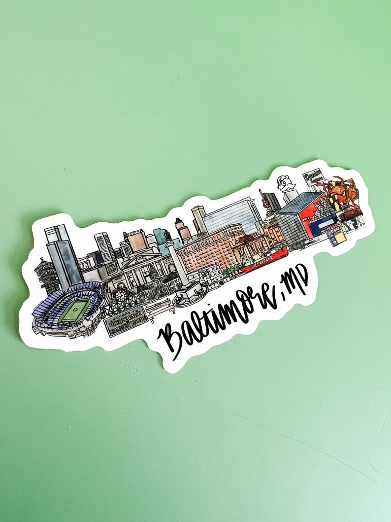 Baltimore Maryland (MD) Sticker, Skyline Sticker, Souvenir Sticker ...