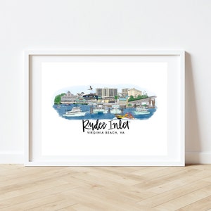 Rudee Inlet, Virginia Beach, Virginia Skyline Print 8x10