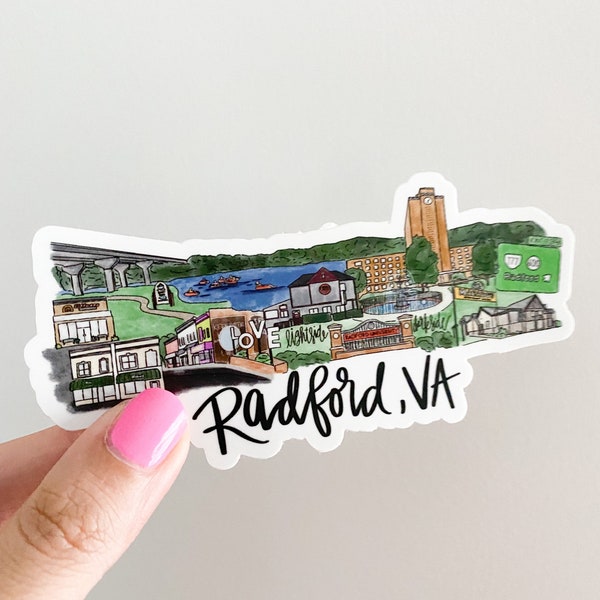 Etiqueta adhesiva de Radford Virginia Skyline