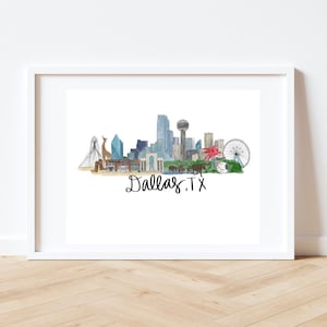 Dallas, TX -Texas Skyline Print