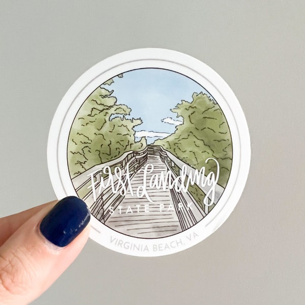 First Landing state park sticker/ Virginia Beach / state park / 3in / hand lettered