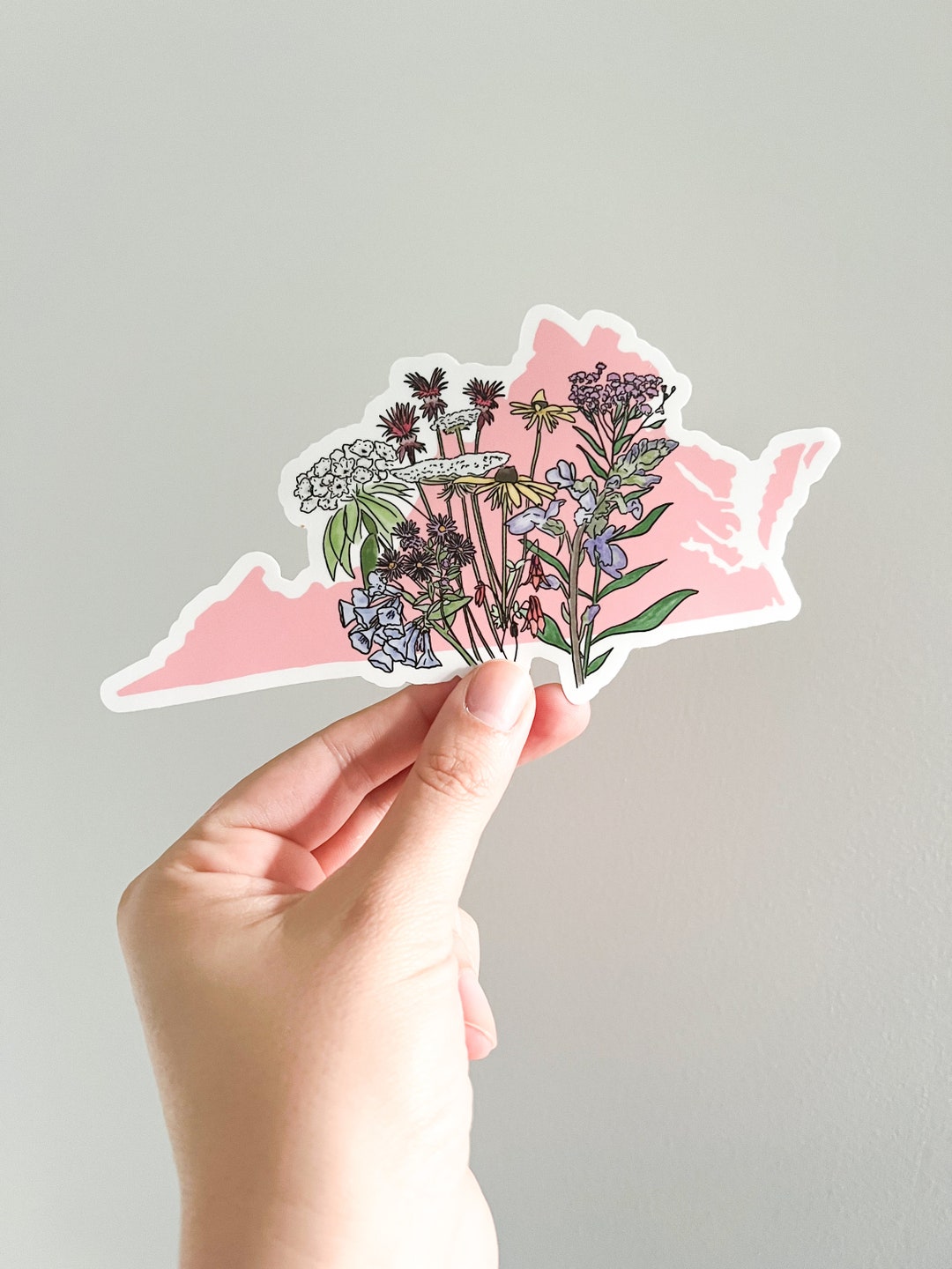 Virginia (VA) Wildflower Sticker Large - Bumper Sticker- Car Sticker ...