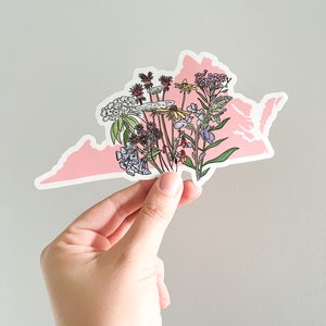 Virginia (VA) wildflower sticker Large - bumper sticker- car sticker -pink