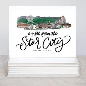 Roanoke, Virginia - Star City Notecard set - Virginia Stationery - Mill Mountain