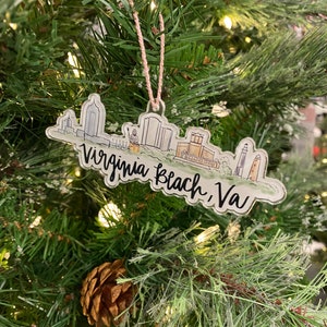 Virginia Beach Virginia acrylic skyline ornament