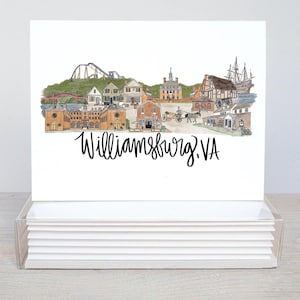 Williamsburg Virginia Skyline Notecard set (5)