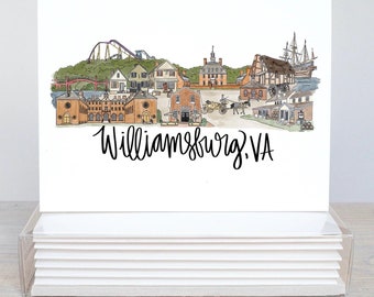 Williamsburg Virginia Skyline Notecard set (5)