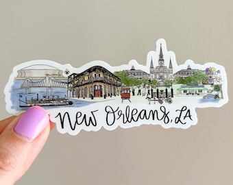 New Orleans Louisiana Skyline/landmark sticker - Mardi Gras - French quarter sticker