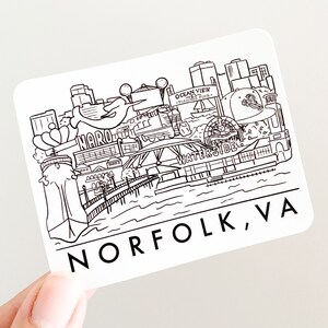 Norfolk Virginia Skyline sticker outline b&w