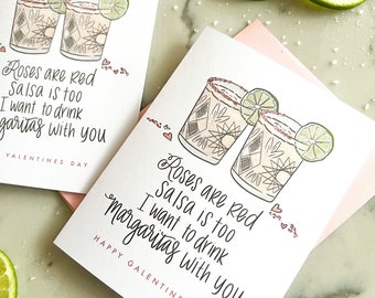 Margaritas with you Valentines card Galentines card