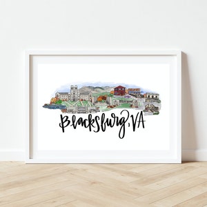 Blacksburg, VA Skyline Print