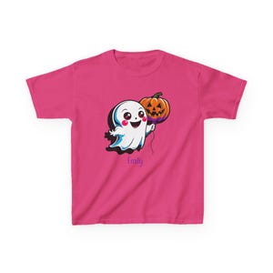Cute Halloween Ghost Kids Tee with Pumpkin | Perfect for Trick-or-Treating, Costume Parties, Fall Celebrations, Gift Ideas, Spooky Season