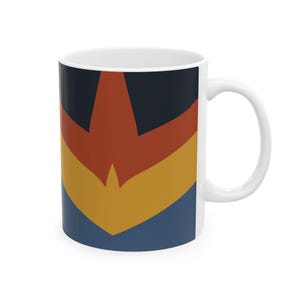 Geometric Coffee Mug: Retro Ceramic Cup, Morning Brew, Vintage Style, Abstract Design, Wave Shapes