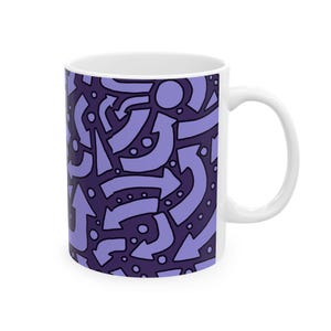 Abstract Coffee Mug: Art Design, Unique Drinkware, Modern Style, Arrow Tea Cup, Office Decor