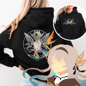Firefly Sam Mech Minimalistic Hoodie Honkai Star Rail Inspired Subtle Anime Silhouette Papercutting Style Illustration Streetwear