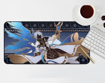 Honkai Star Rail Phainon Desk Mat | Namecard Style, Amphoreus Themed Subtle Fan-Drawn Papercraft Art Neuveau Style Mousepad