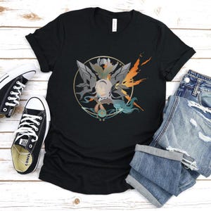 Firefly Sam Mech Minimalistic Unisex Jersey Tee Honkai Star Rail Inspired Subtle Anime Silhouette Papercutting Style Illustration Streetwear