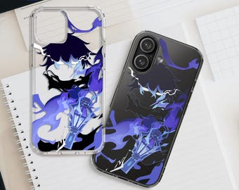 Flins Genshin Transparent Clear Phone Case Nod-Krai Inspired | Subtle Minimalistic Namecard Style Phone Cover