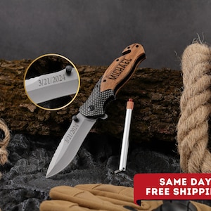 Engraved Pocket Knife, Custom Folding Knife, Groomsmen Gift, Gift for Him, Gift for Dad, Christmas, Anniversary, Father&#39;s Day