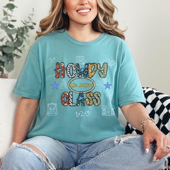 Personalized Western Teacher T-Shirt, Custom Name Cowgirl Tee, Comfort Colors Howdy Class Tshirt, Back to School Teacher Shirt