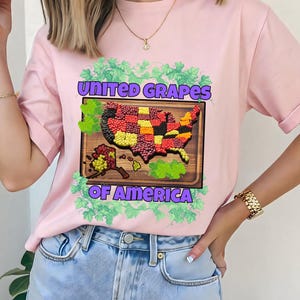 Chemise raisins du 4 juillet, t-shirt lunatique raisins USA, cadeau pour amateurs de vin, t-shirt patriotique pour végétariens