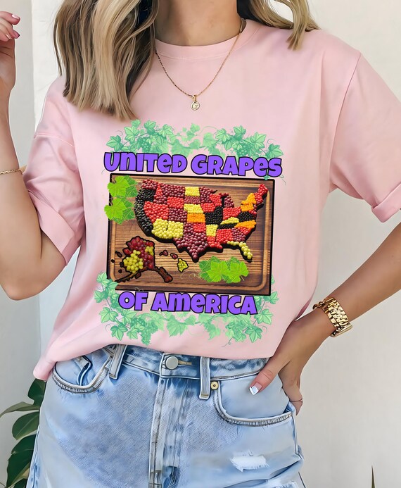 Fourth of July Grapes Shirt, Whimsical Grapes USA T-Shirt, Gift for Wine Enthusiasts, Patriotic T-Shirt for Vegetarians