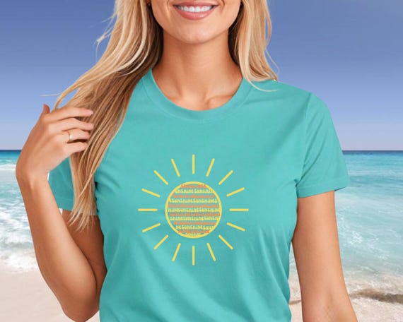 Women's Sunshine T-Shirt, Vintage Style Shirt, Summer Vibes Top, Retro SunshineTee Shirt, Sunshine Pattern Tee,