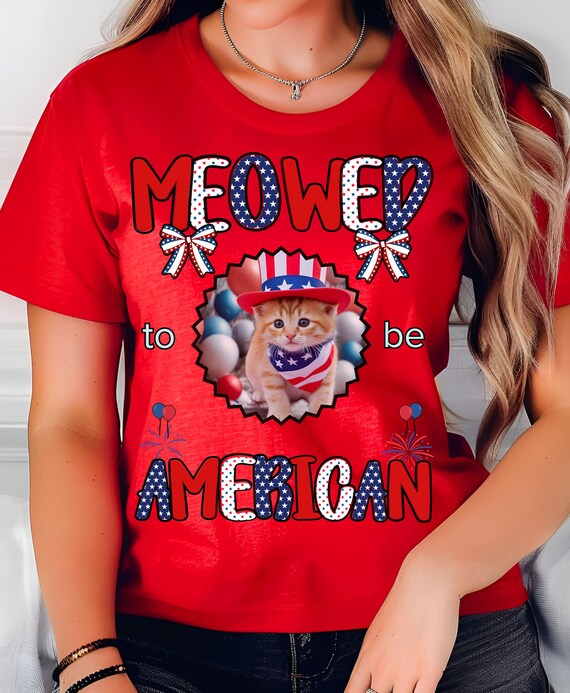 Patriotic Cat T-Shirt, Fourth of July Kitten Shirt, Independence Day Kitten Shirt, Cat Lover Gift, Independence Day Gift