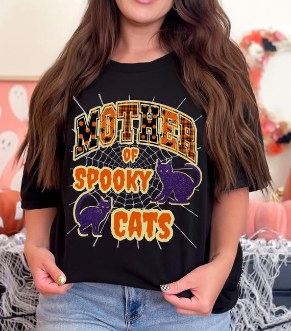 Mother of Spooky Cats, Halloween Comfort Colors Shirt for Cat Moms, Cat Mama Shirt