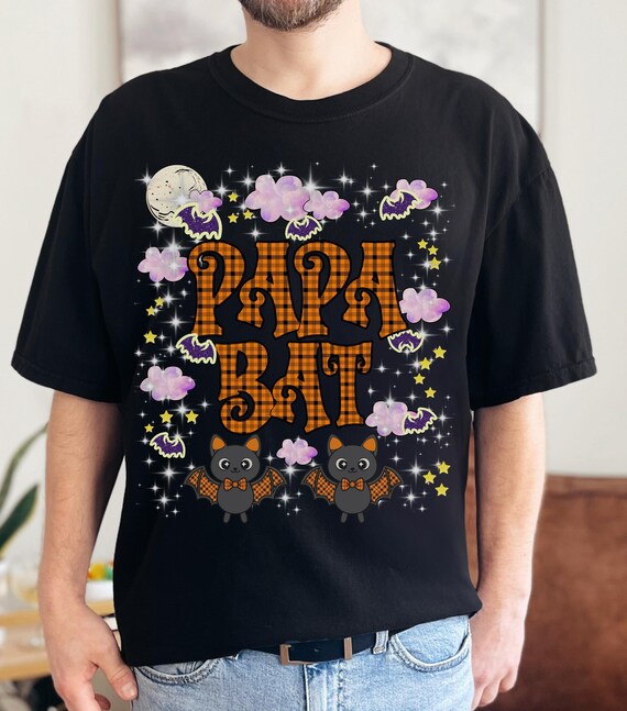 PAPA BAT Halloween Shirt: Comfort Colors Plaid Dad Tee