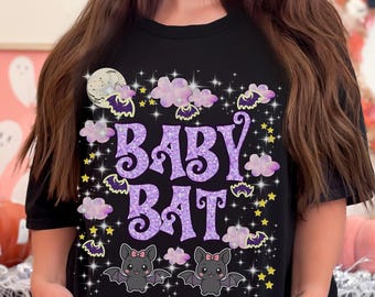 Baby Bat Halloween Shirt, Cute Bat Graphic Tee, Comfort Colors Bat T-Shirt, Cute Spooky Halloween Tee