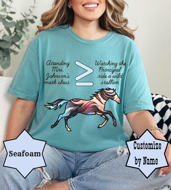 Western Math Teacher Shirt, Comfort Colors Greater Than Tee, Funny Principal Stallion Design, Personalized Teacher Gift