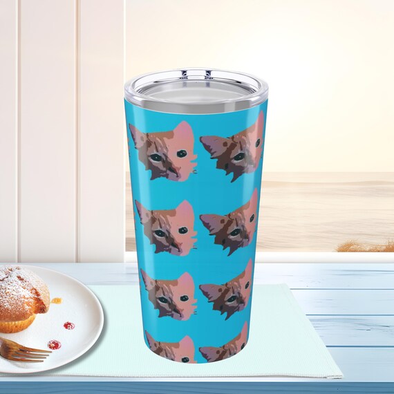 Cat Pattern Insulated Tumbler, 20oz Tumbler, Cat Mom Tumbler, Cat Travel Mug, Gift for Cat Lovers, Birthday Present for Cat Lovers,