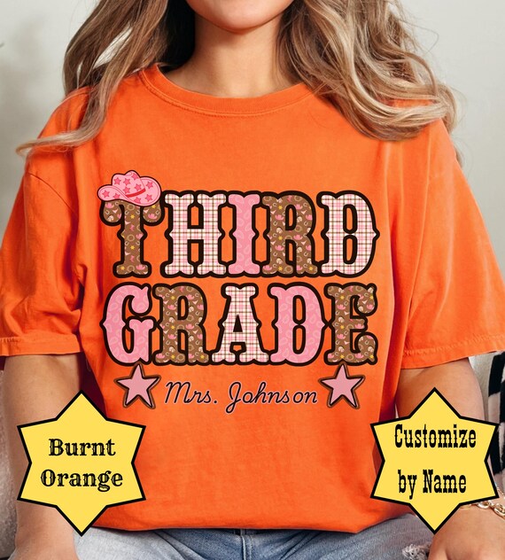 3rd Grade Cowgirl Shirt, Comfort Colors, Teacher Name Tee, Personalized School Shirt, Third Grade Teacher Gift