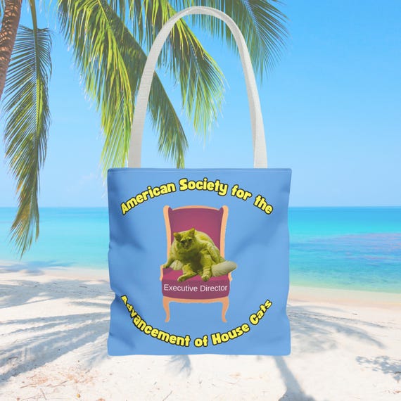 Funny Cat Society Tote Bag, Cat Mom Gift, Cat Lovers Gift, American Society for the Advancement of House Cats Tote Bag, Two-Sided Tote Bag