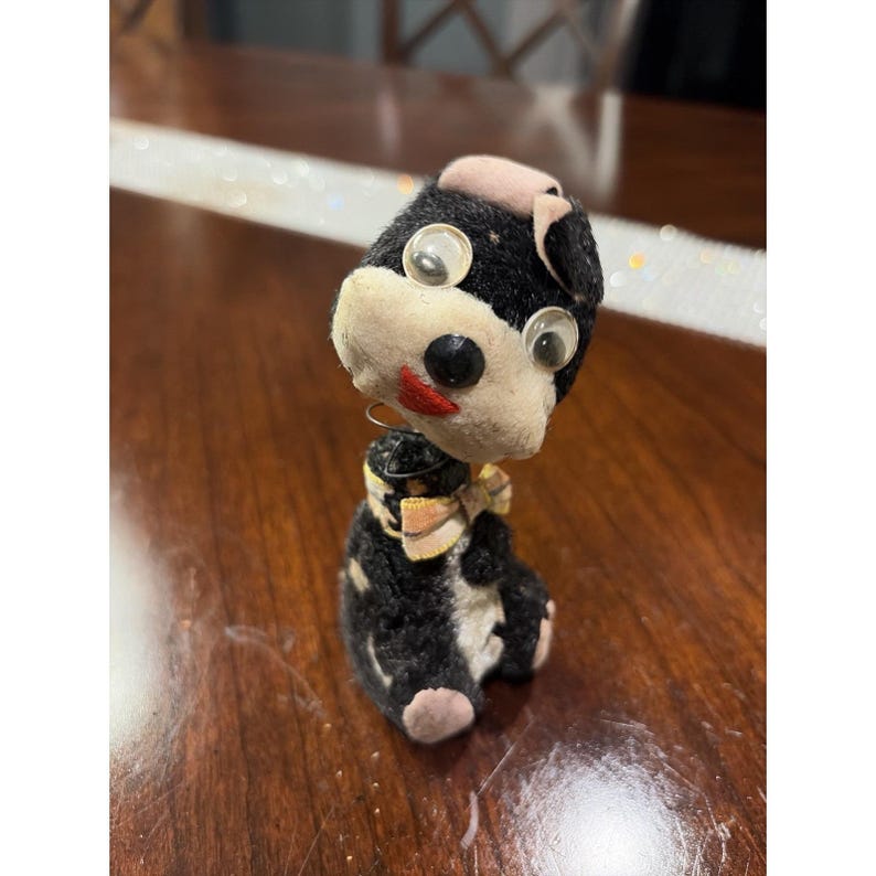 Japan Nodder Dog Bobble Head Felt Flocked Puppy Figurine 1950s Kitsch ...
