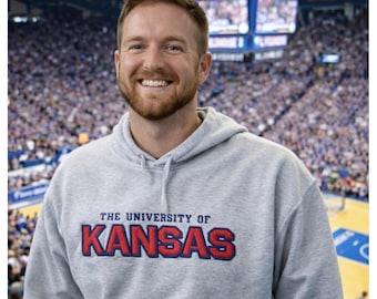 VTG Y2K Big Cotton Gear For Sports Kansas Jayhawks KU gray hoodie sweatshirt