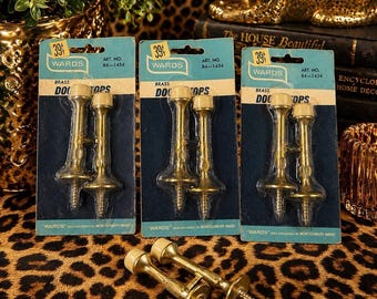 Wards Brass Door Stops Lot of 3 NOS Sealed MCM (2 Per) Hardware Art No 84-1454