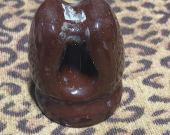 Remate de línea eléctrica Knox de porcelana esmaltada marrón vintage usado