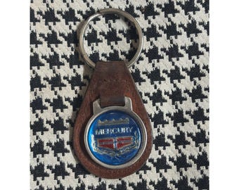 MERCURY Logo Car Auto Orig 70's Vtg key ring with Suede Leather fob
