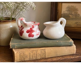 VTG Mini Pottery Creamer Pitcher White Studio Pottery Bud Vase Pair Cottagecore