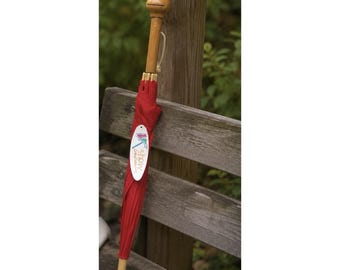 Cute VTG Frog Face Handle Umbrella Shaw Creations Red Wood Handle Whimsy Novelty