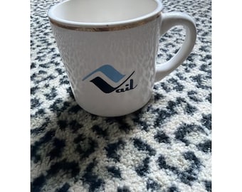 Vtg Vail Resorts Ski Skiing Coffee Mug Cup White Handle Colorado Souvenir Travel
