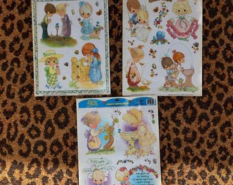 Lot 3 VTG 1997 CLASSIC CLINGS Precious Moments Window Decorations Decor Ephemera