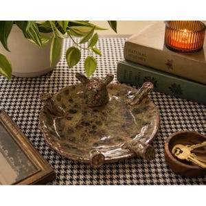 Handgemachtes Folklore Keramik Schwein? Dish / Primitive Skurril Keramiktablett VTG Odd