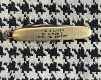 Vintage Hen & Dave's Bicycles Lititz PA Advertising Folding Pocketknife Small