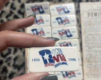Texas 150 Years 1836-1986 Sesquicentennial Puremco Thick Set Of Dominoes VTG