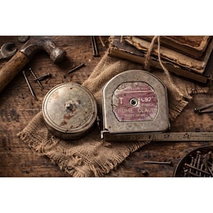 Lufkin Tape Measure Lot 2 USA Metal Retractable Carpenter Tool Industrial Decor