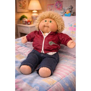 1983 Cabbage Patch Kids Boy Doll Xavier Roberts Denim Outfit Rode Jas Luier