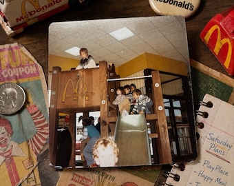 1980s McDonald's PlayPlace Snapshot Photo Kids Playground 3.5" Square Nostalgia